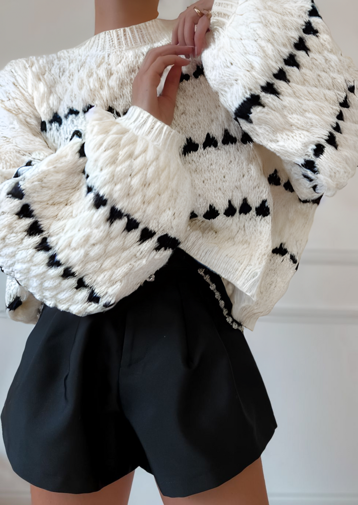 Drune | Kräftiger Strickpullover Kontrastierendes Design Warm und Zeitgemäß