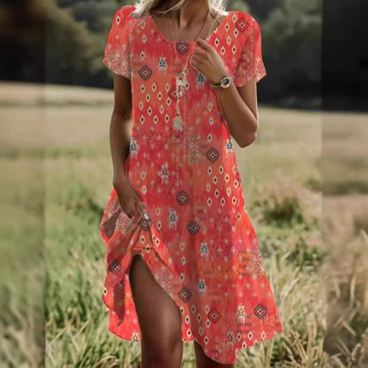 Drune | Kurzärmeliges Grünes Minikleid Mit Punkten