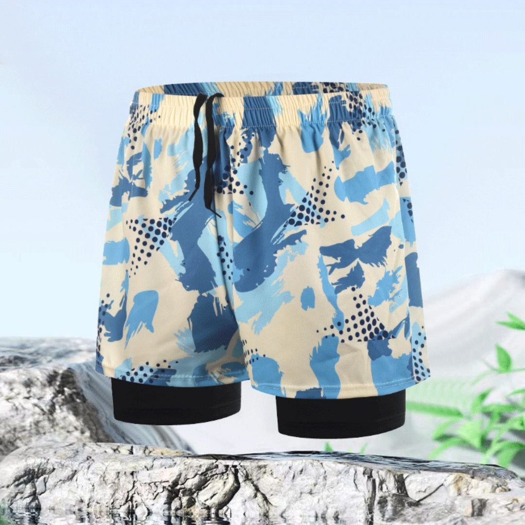 Drune | Doppellagige Herren Sport Fitness Anti-Peinlichkeit Strandhose