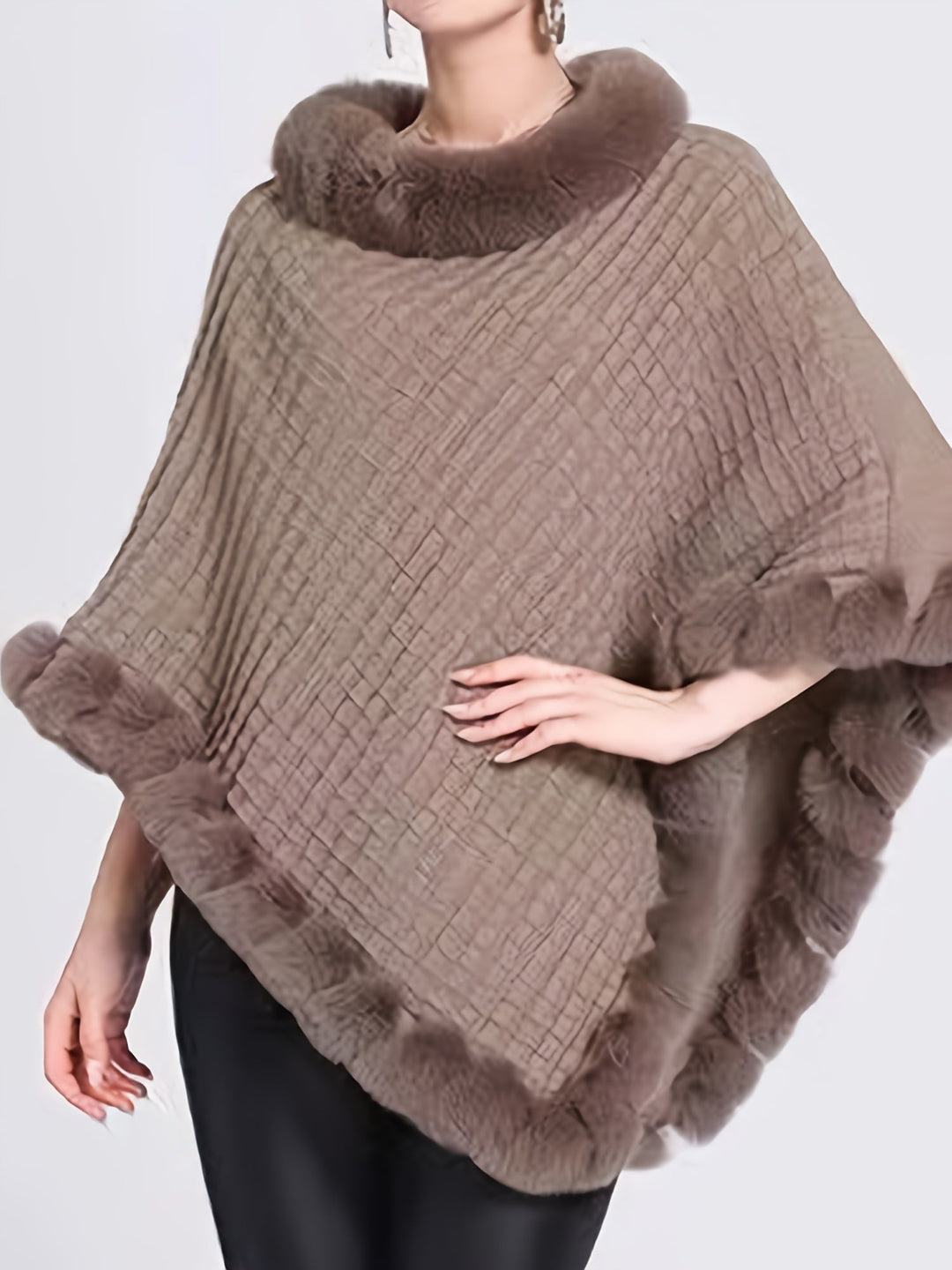 Drune | Poncho mit Pelzdetails Acrylmix Elegante Struktur