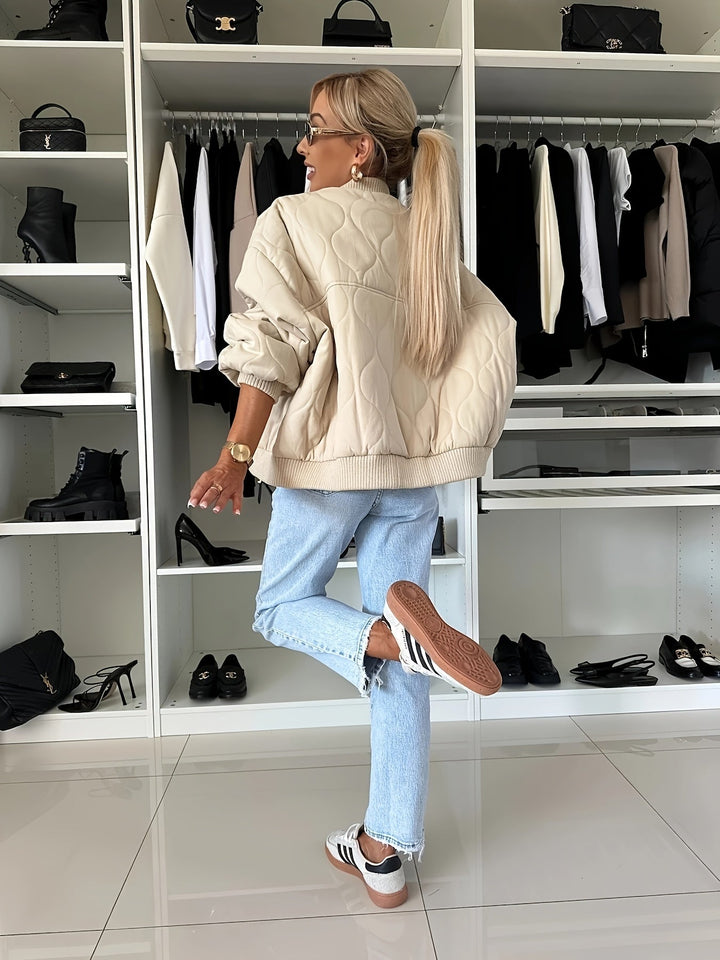 Drune | Steppjacke Color Block Warme Pufferjacke Reverskragen & Taschen Ideal für Frühling/herbst