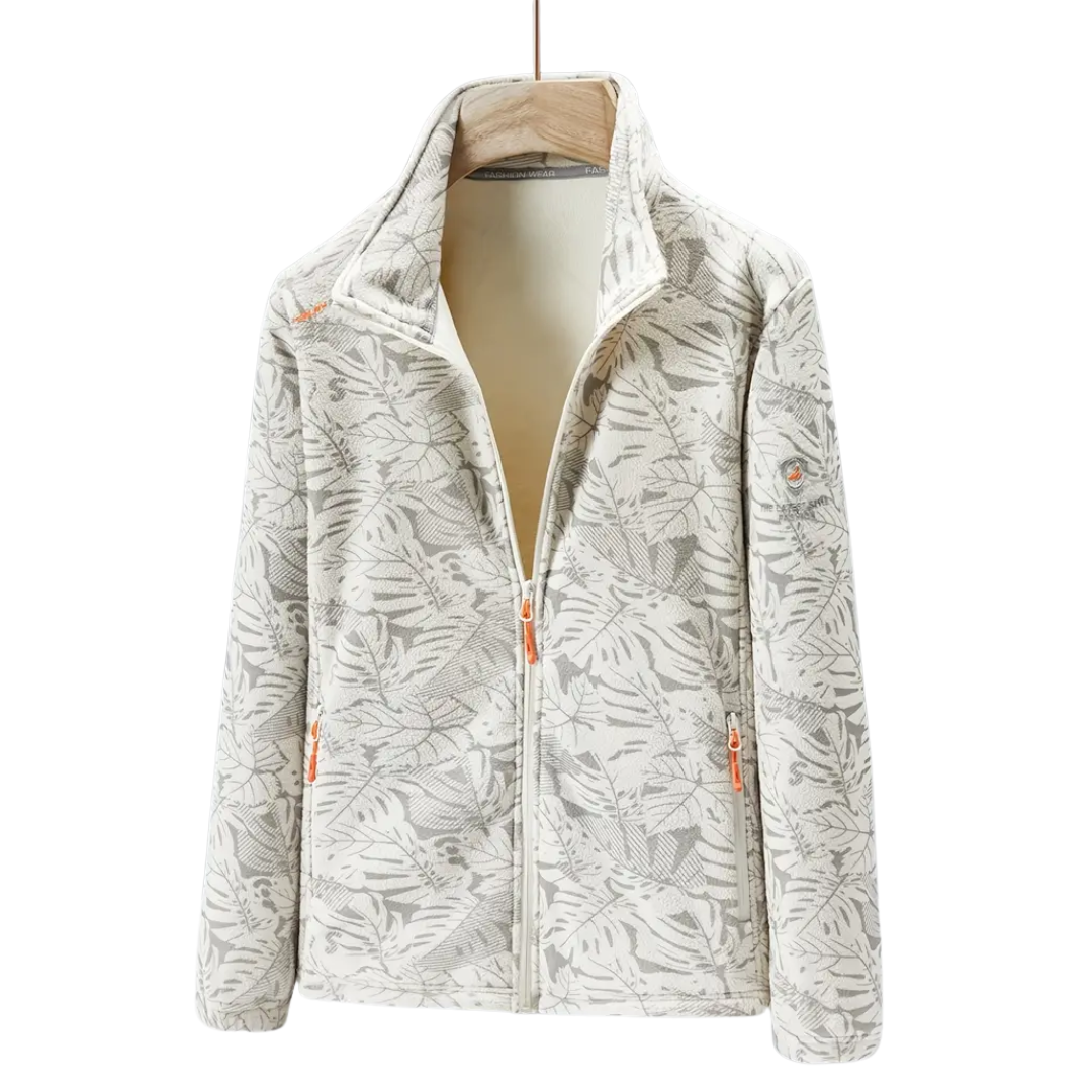 Drune | Damen Outdoor Fleecejacke Winddicht mit Pflanzenmuster