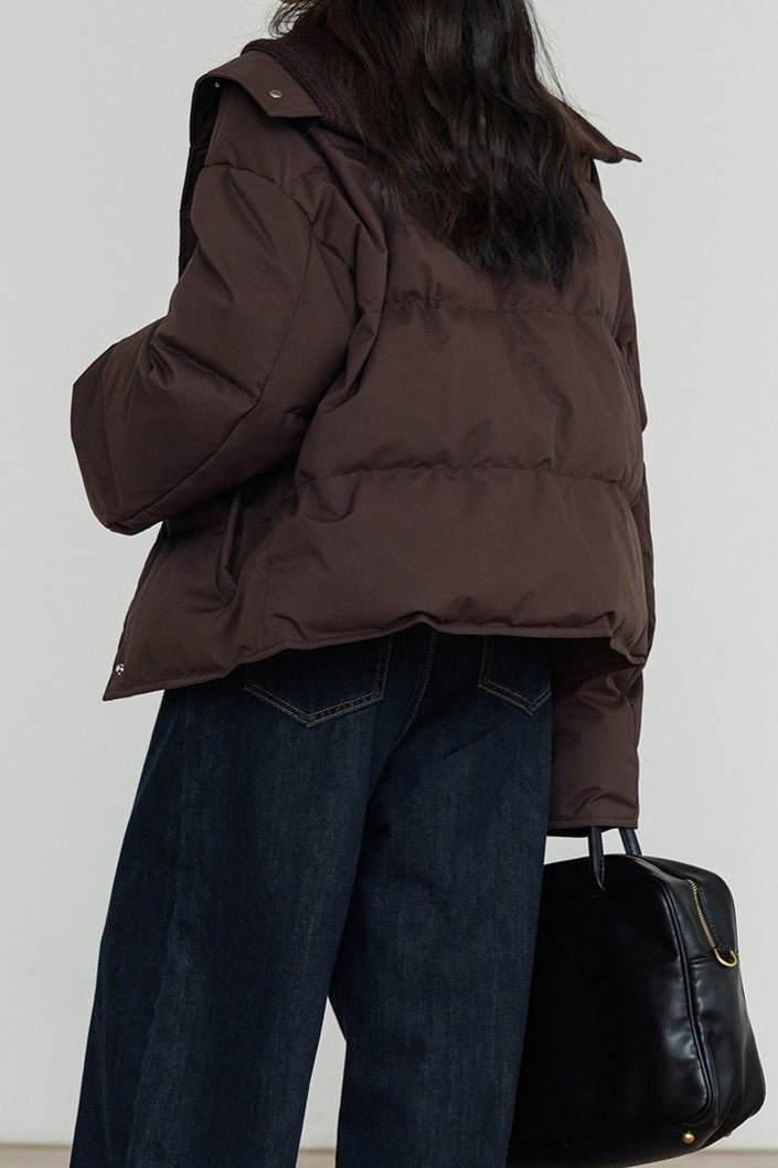 Drune | Kragen Weißer Entendaunen-Pufferjacke