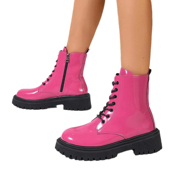Drune | Damenstiefel aus glänzendem Leder mit Reißverschluss