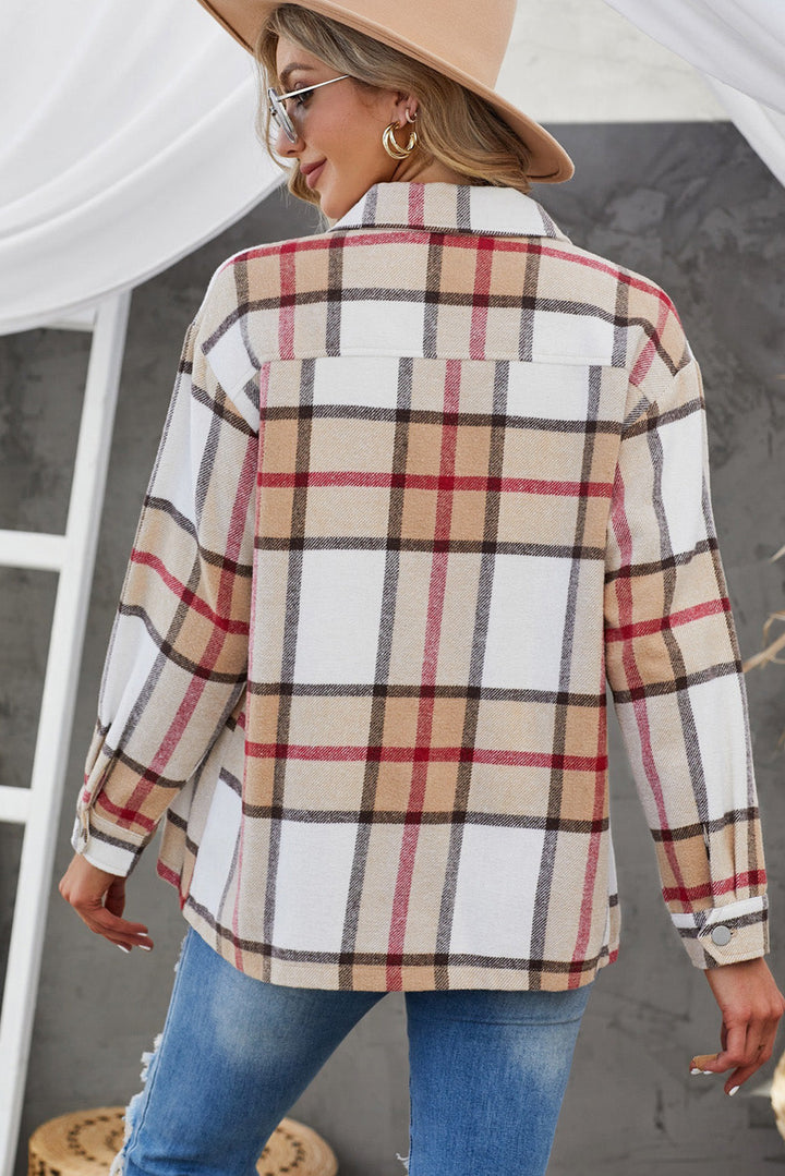 Drune | Karierte Button-Up Shirtjacke mit fallenden Schultern