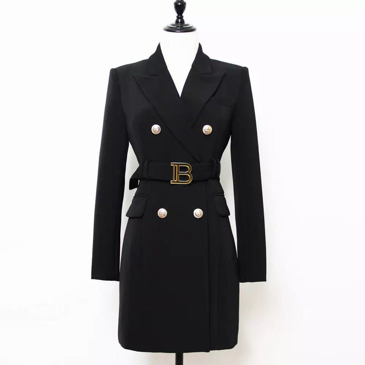 Drune | Doppelreiher Blazer Kleid - Goldene Knopfakzente - Maßgeschneiderte Eleganz - Vielseitiger Stil