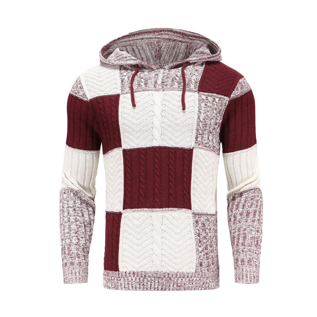 Drune | Kapuze Strickdesign Patchwork Muster Bequeme Passform
