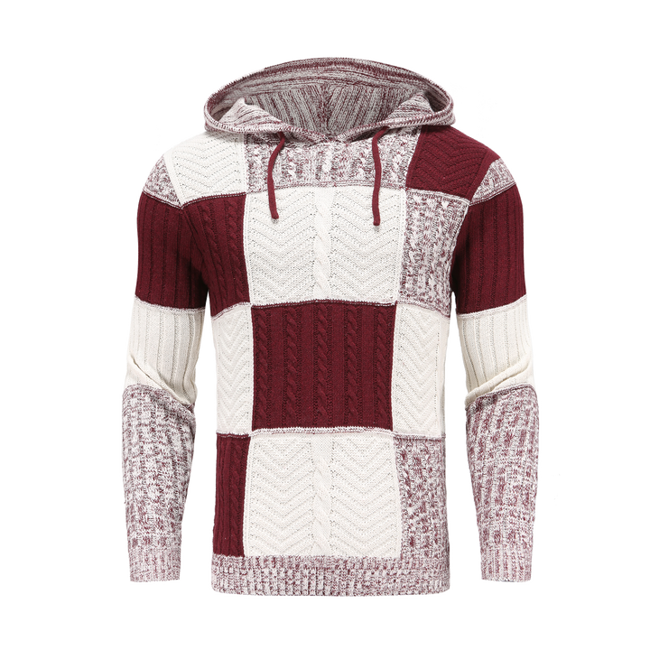 Drune | Kapuze Strickdesign Patchwork Muster Bequeme Passform
