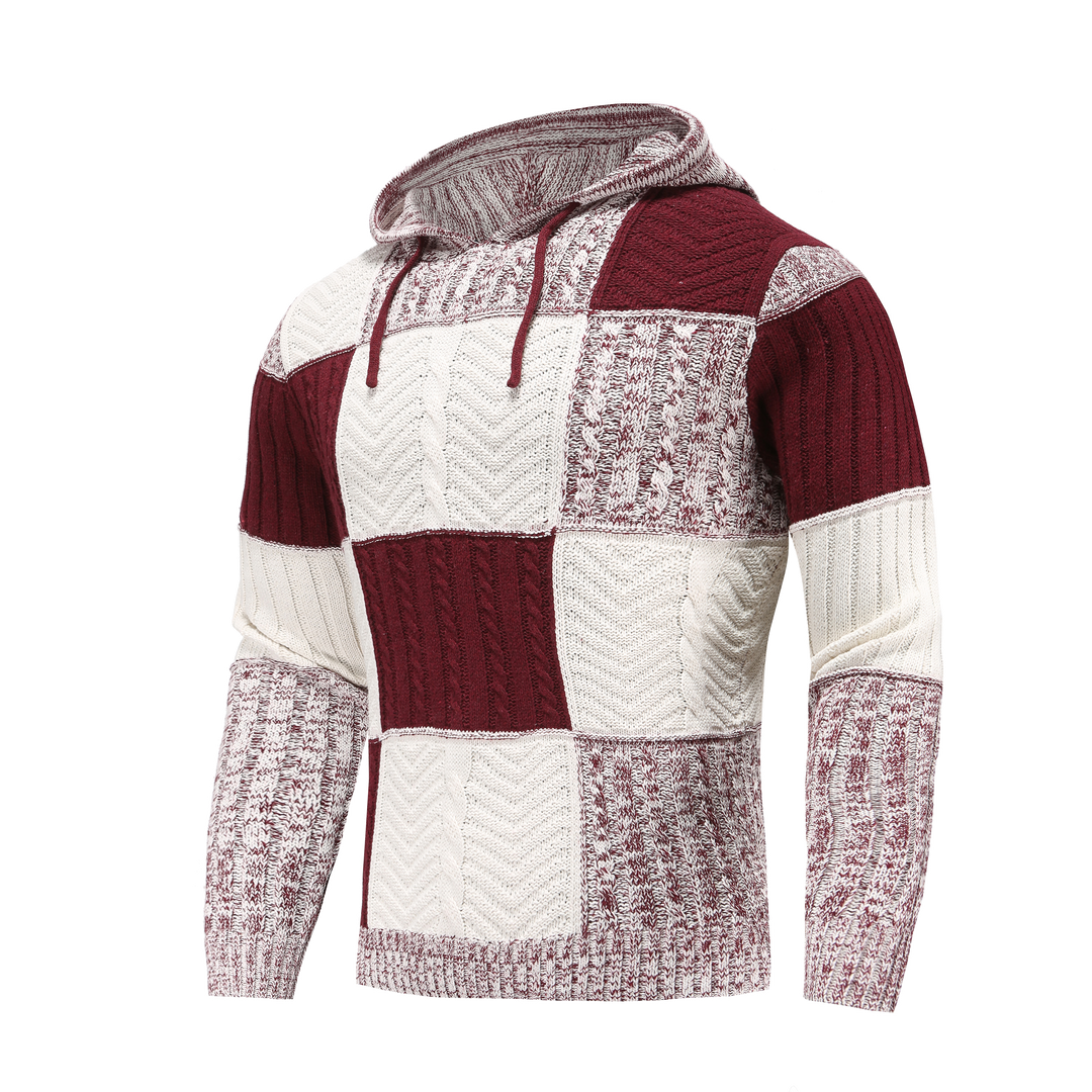 Drune | Kapuze Strickdesign Patchwork Muster Bequeme Passform