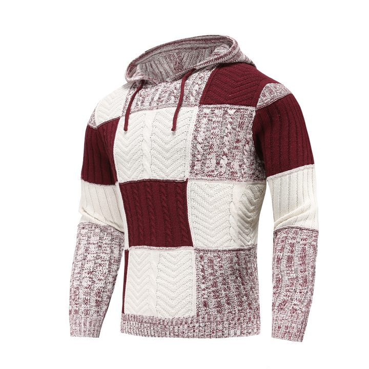 Drune | Kapuze Strickdesign Patchwork Muster Bequeme Passform