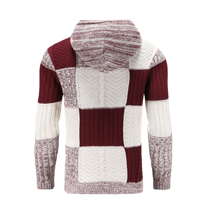 Drune | Kapuze Strickdesign Patchwork Muster Bequeme Passform