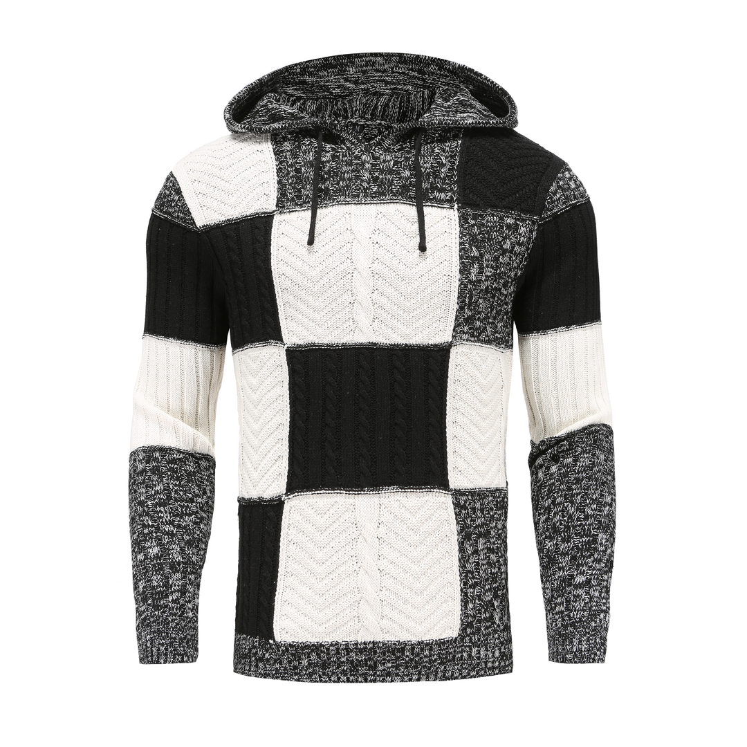 Drune | Kapuze Strickdesign Patchwork Muster Bequeme Passform