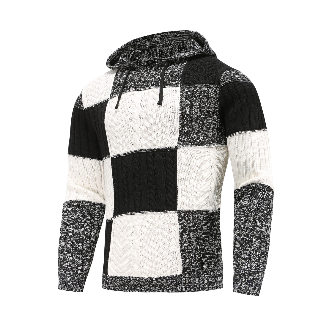 Drune | Kapuze Strickdesign Patchwork Muster Bequeme Passform
