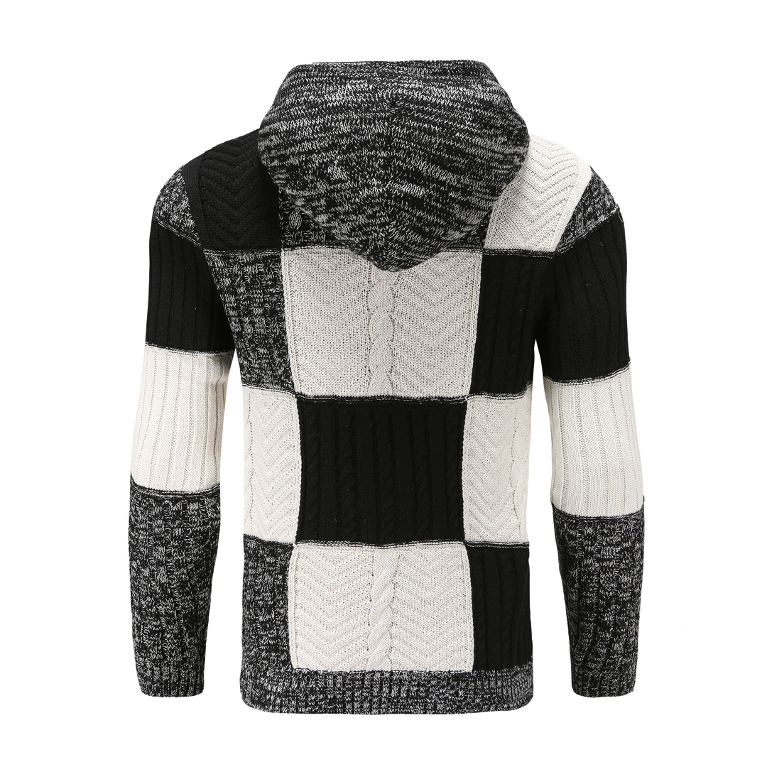Drune | Kapuze Strickdesign Patchwork Muster Bequeme Passform