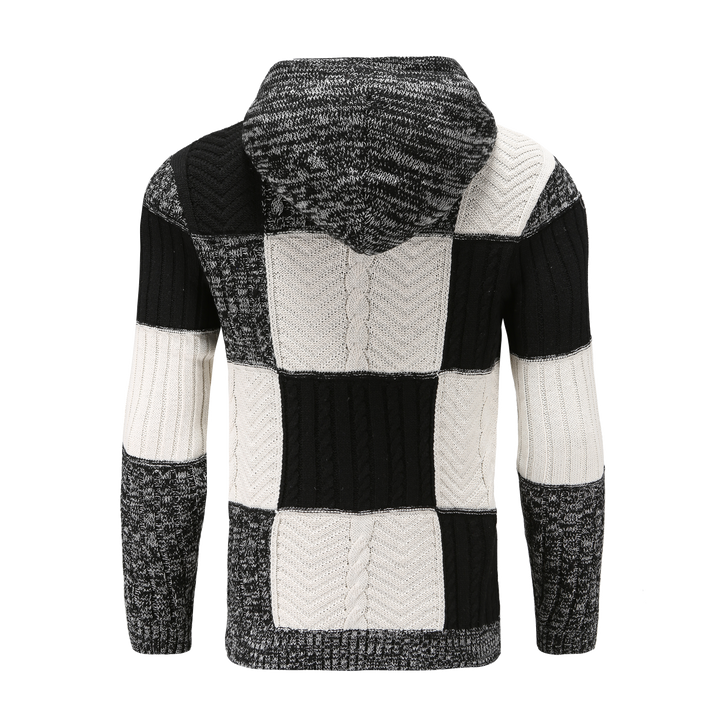 Drune | Kapuze Strickdesign Patchwork Muster Bequeme Passform