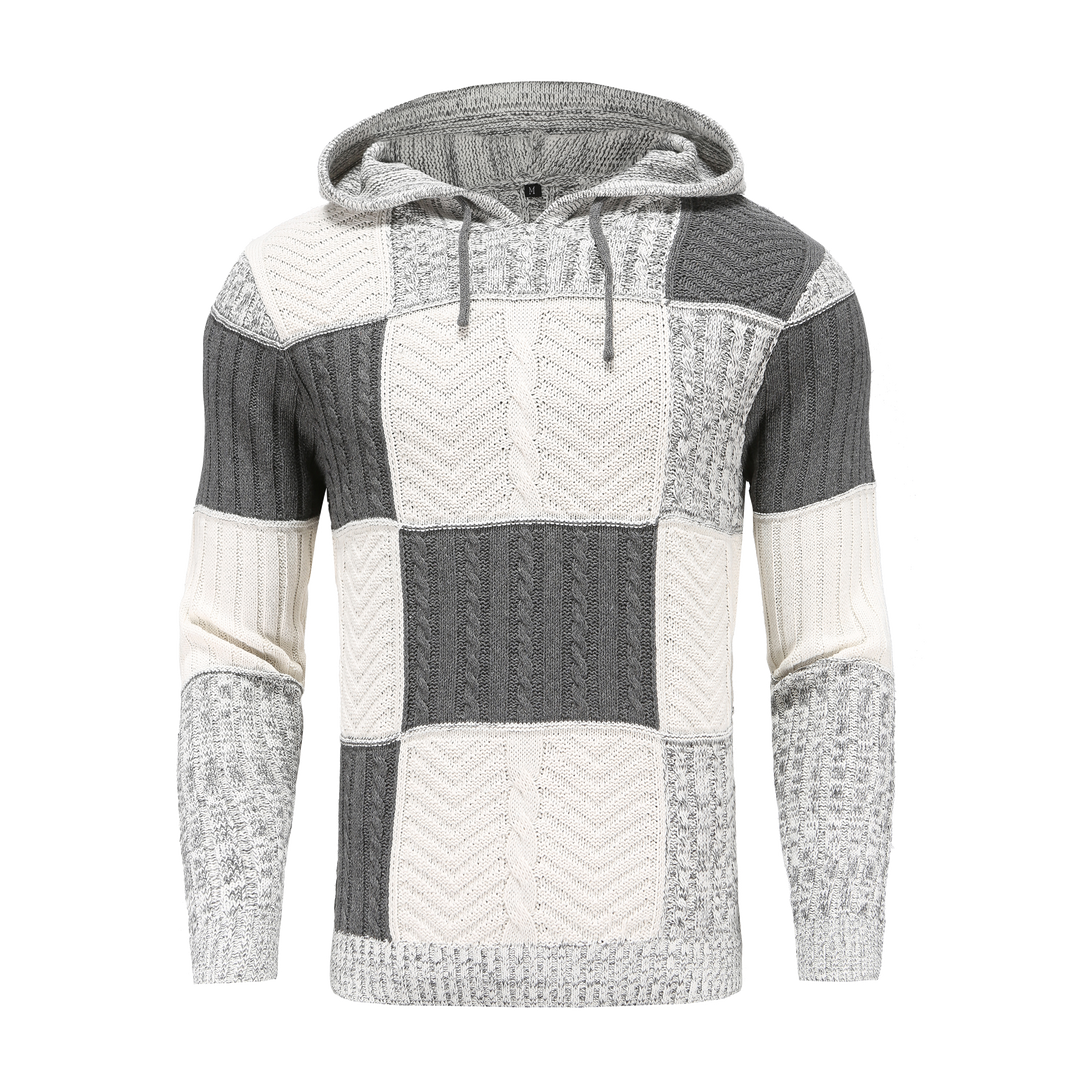 Drune | Kapuze Strickdesign Patchwork Muster Bequeme Passform