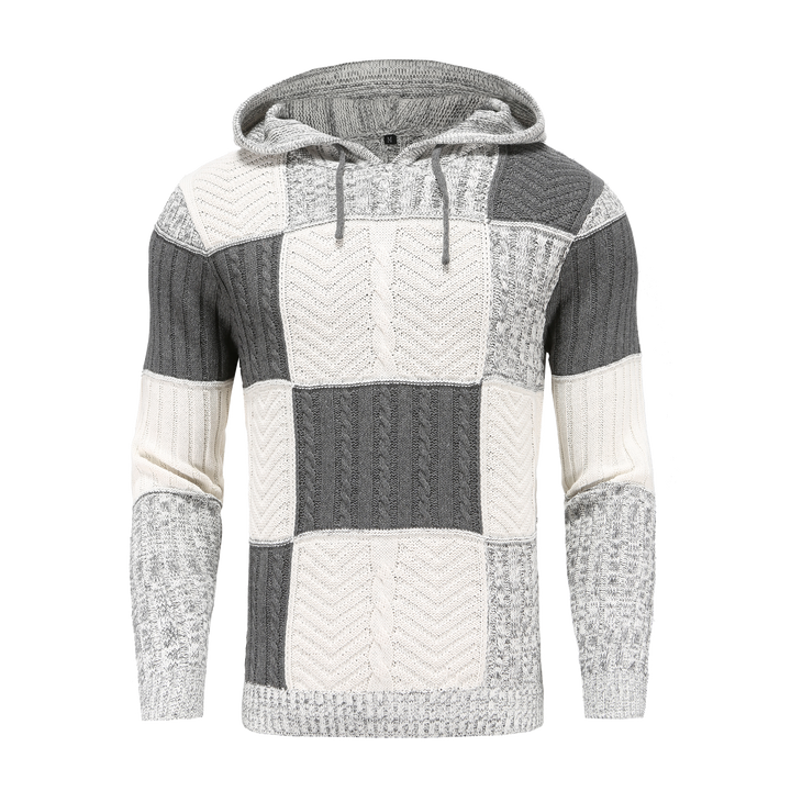 Drune | Kapuze Strickdesign Patchwork Muster Bequeme Passform