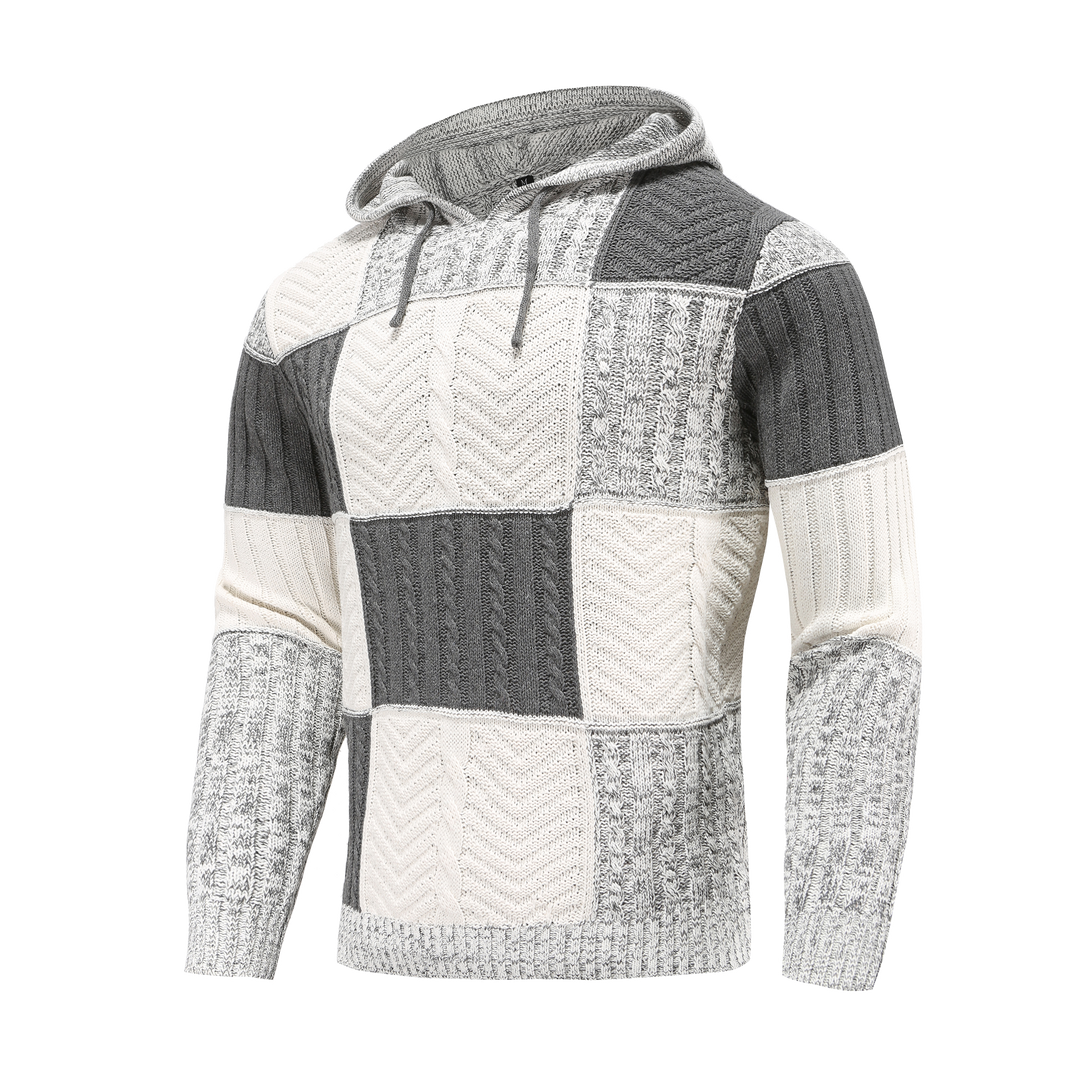 Drune | Kapuze Strickdesign Patchwork Muster Bequeme Passform