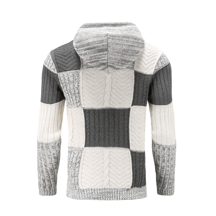 Drune | Kapuze Strickdesign Patchwork Muster Bequeme Passform