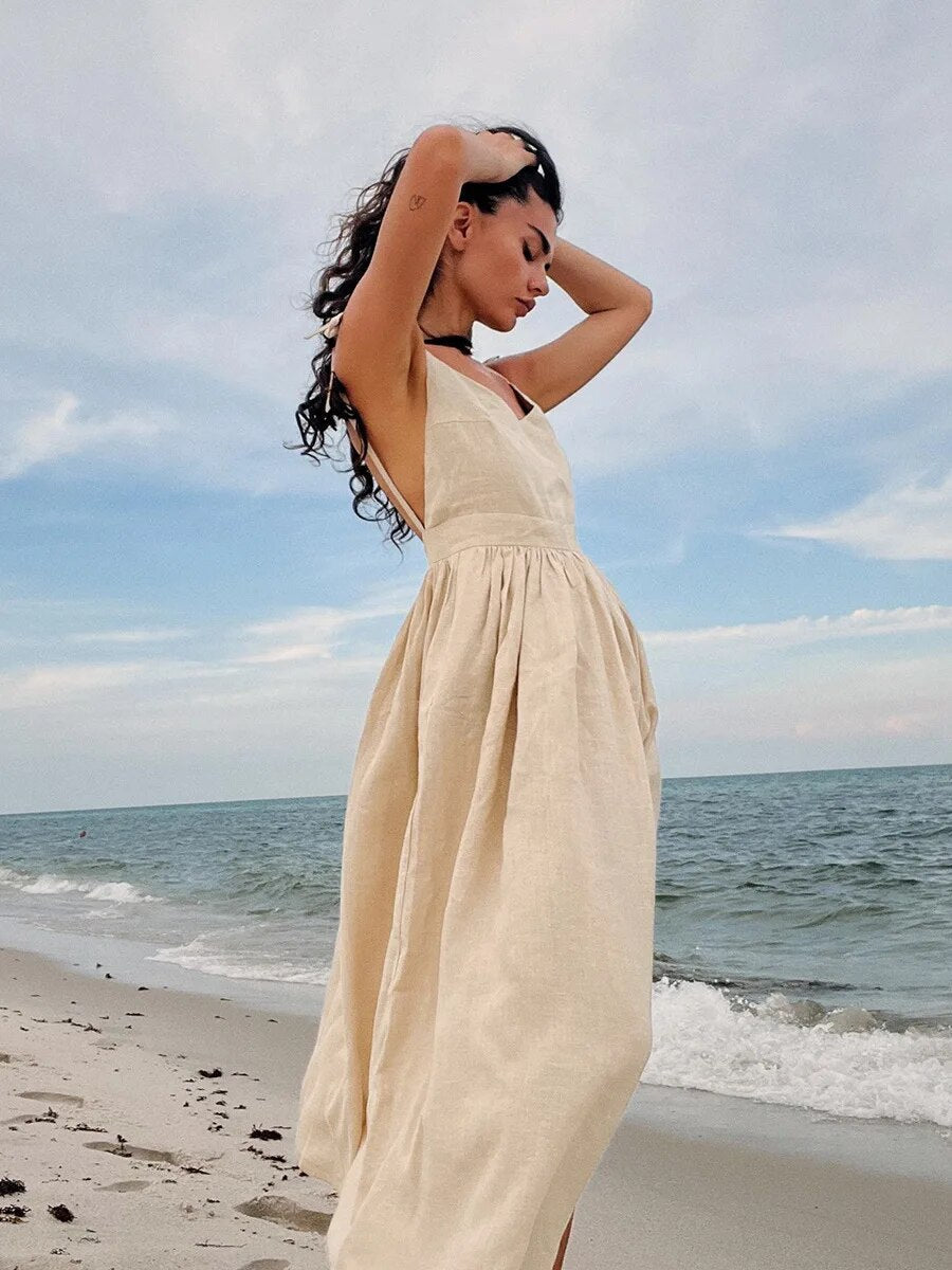 Drune | Madleine Langes Leinen Sommerkleid für Damen