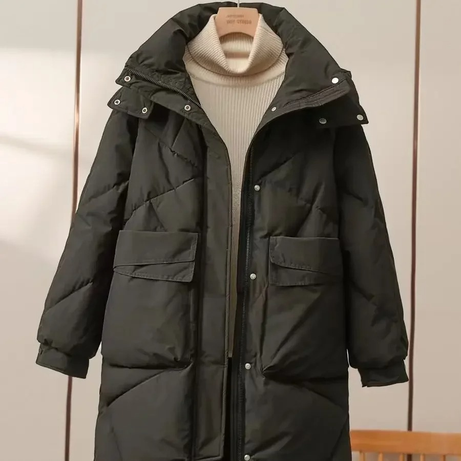 Drune | Stylische Graue Leichte Pufferjacke mit Umlegekragen für Frauen