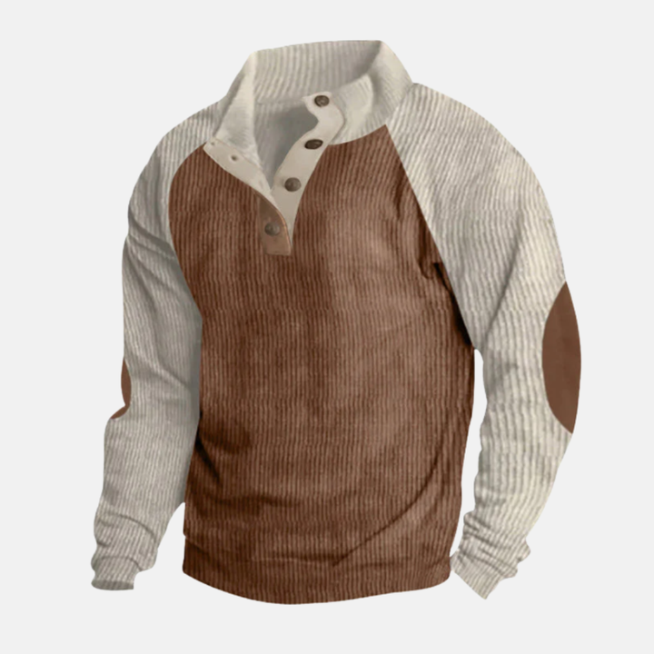 Drune | Baumwolle Stehkragen Pullover Raglan Ärmel Ripp Pullover