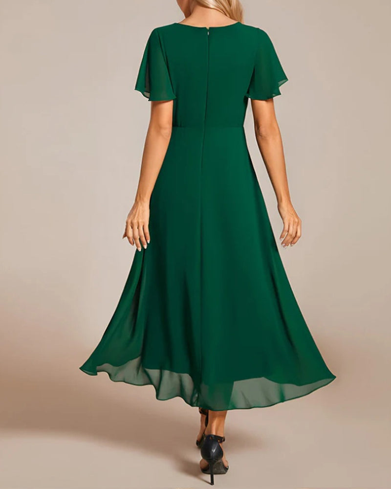Drune | Kleid mit V-Ausschnitt und Rüschenärmeln