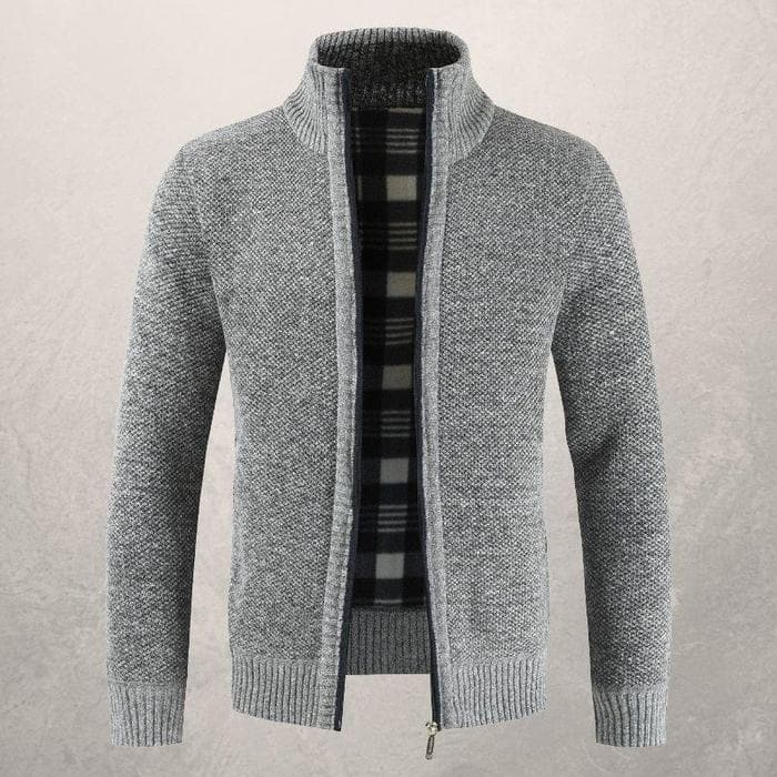 Drune | Strickjacke Reißverschluss Hoher Kragen Gefüttert Gerippte Bündchen Und Saum