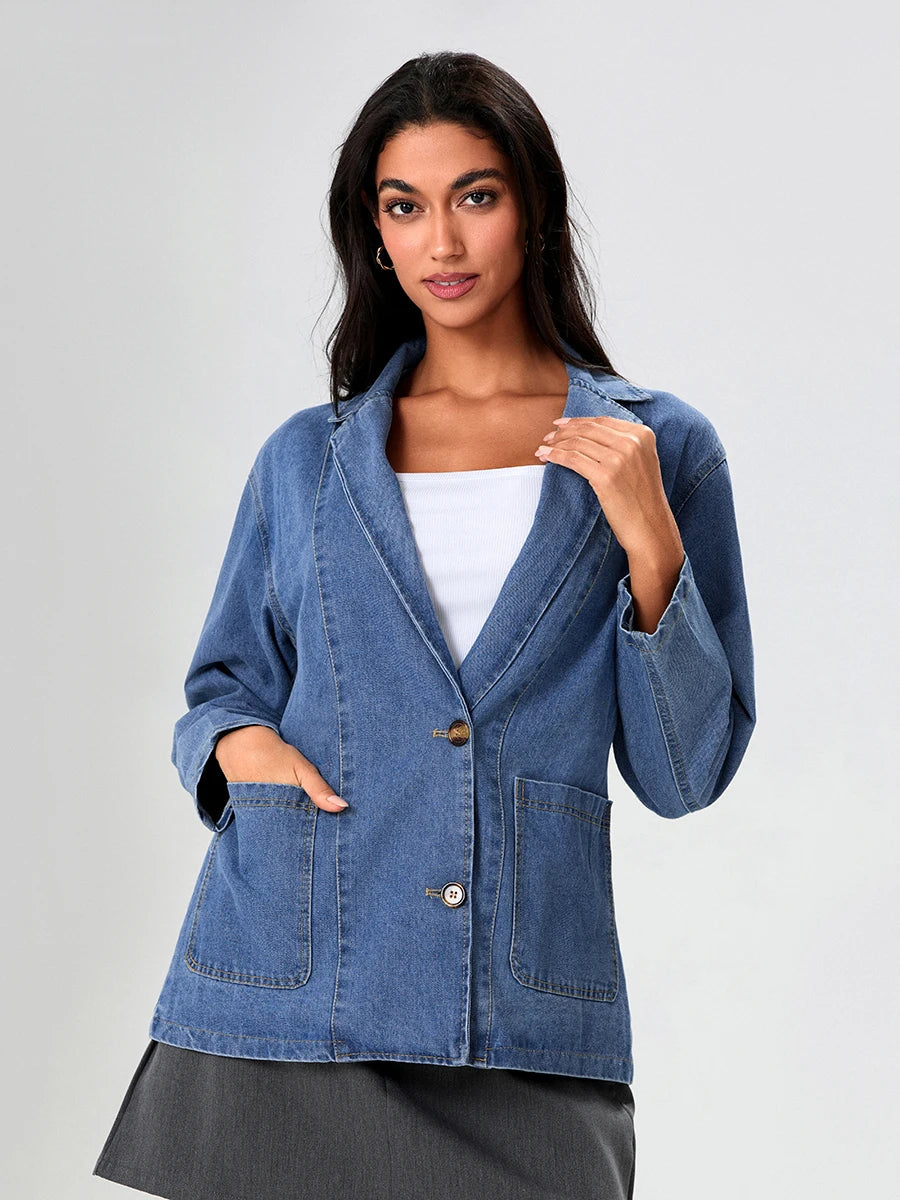 Drune | Denim Blazer mit klassischem Schnitt