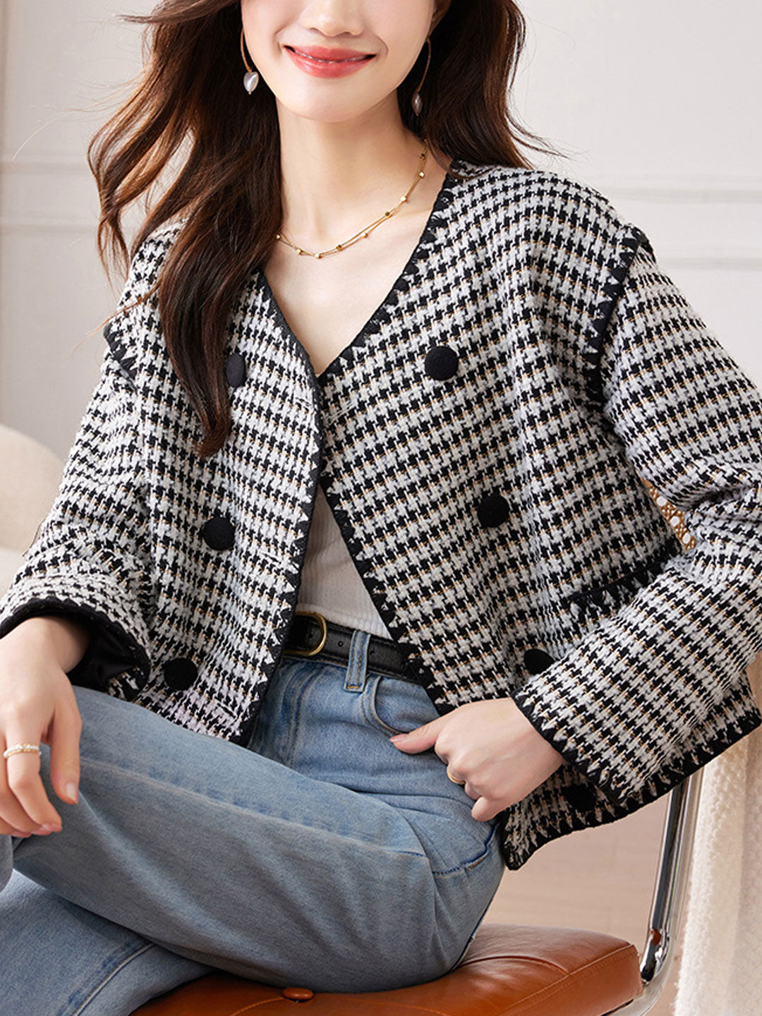 Drune | Klassische Rundhals-Tweedjacke