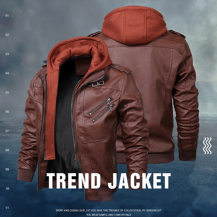 Drune | Lederjacke Herren Mit Reißverschluss, Klassische Jacke Aus Echtleder