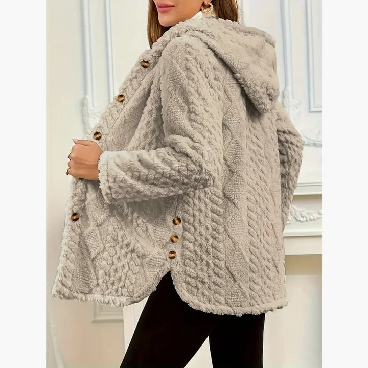 Drune | Gemütlicher Hoodie mit Teddy-Pullover und Knopf vorne für Damen