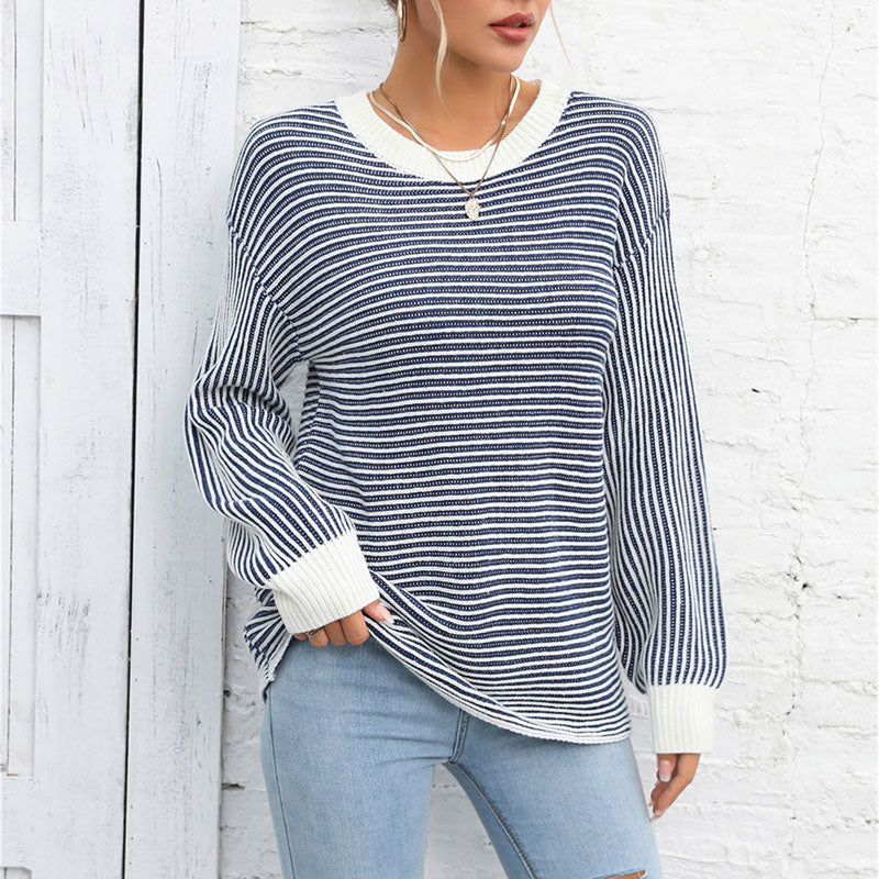 Drune | Gestreifter Strickpullover für Einen Modernen Look