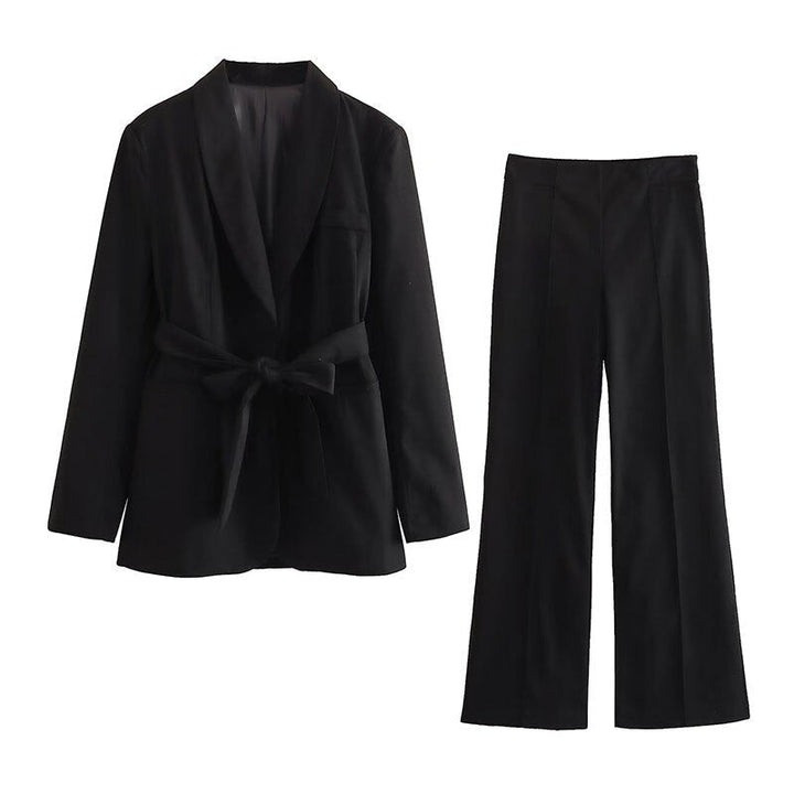 Drune 2-teiliger Damenanzug | Eleganter Blazer mit Gürtel und passender Hose