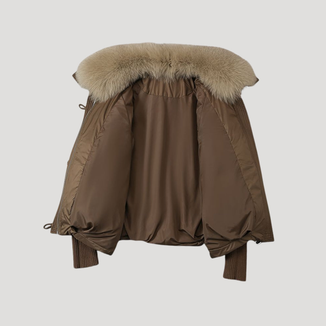 Drune | Damen Schneemannjacke Kunstfellkragen Wintermantel