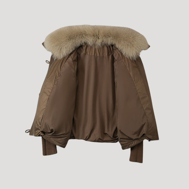 Drune | Damen Schneemannjacke Kunstfellkragen Wintermantel