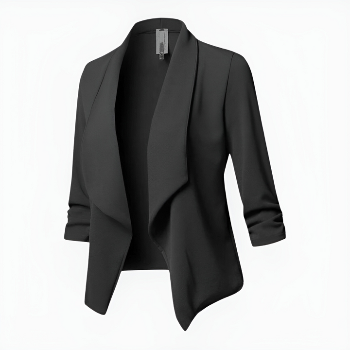 Drune | Draped Offene Front-Blazer - Leichte Arbeitsjacke - 3/4 Ärmel Blazer