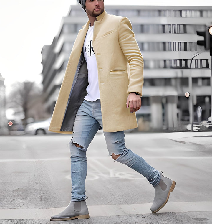 Drune | Lässiger langer Wollmantel für Herren