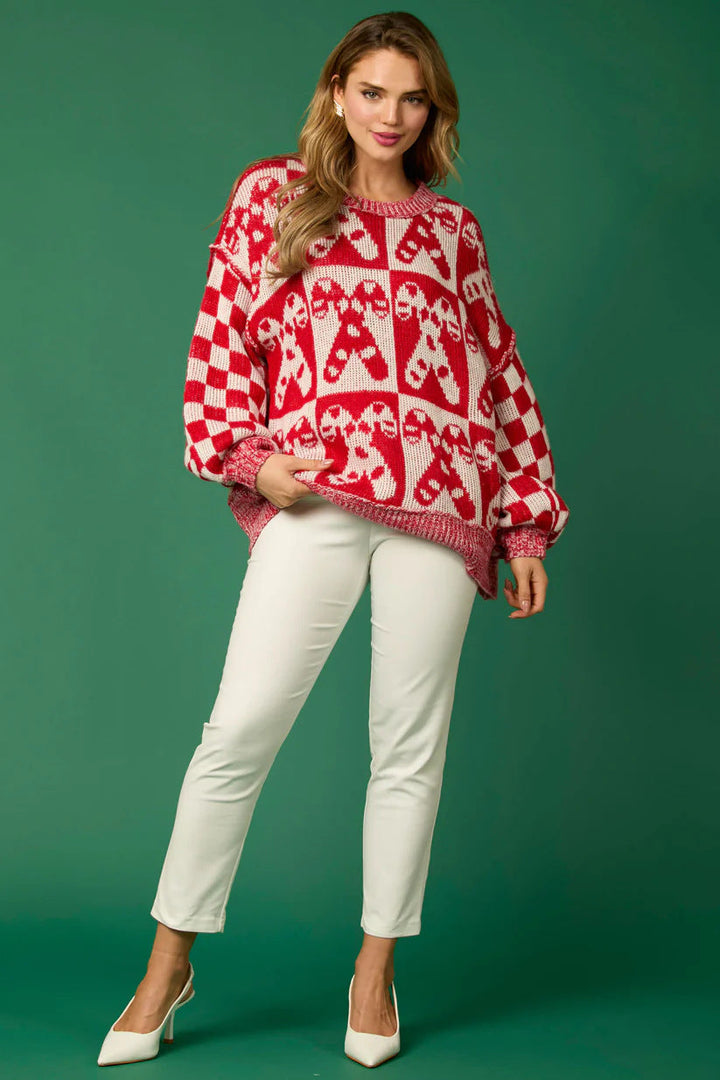 Drune | Zuckerstangen-Weihnachtsnadeln & Lebkuchenmann Strickpullover