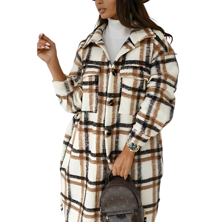 Drune | Stilvolle lange Damen-Karojacke
