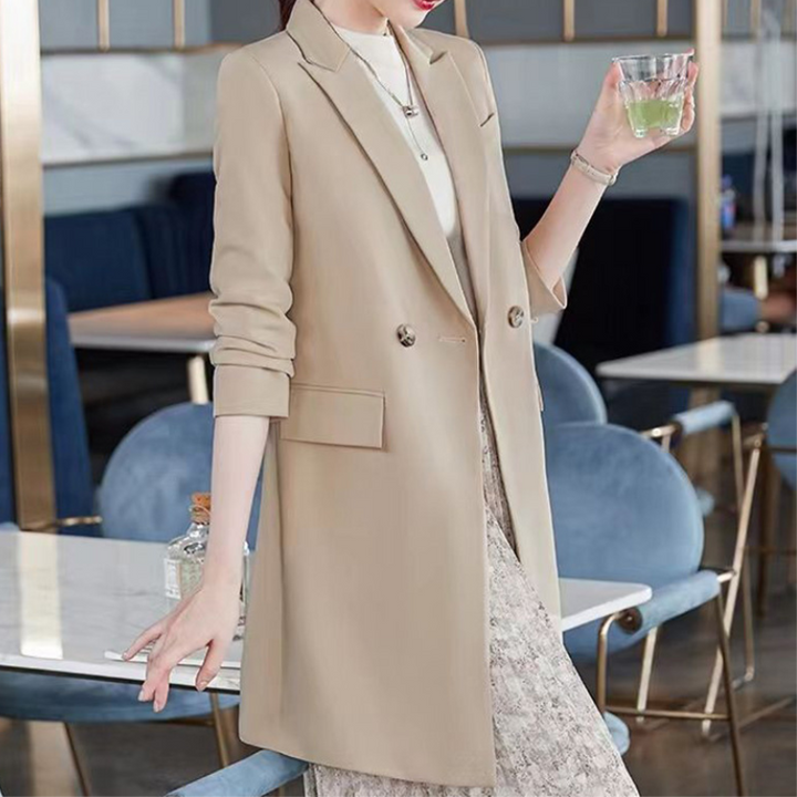 Drune | Eleganter Langer Damenblazer mit Klappentaschen und Reverskragen