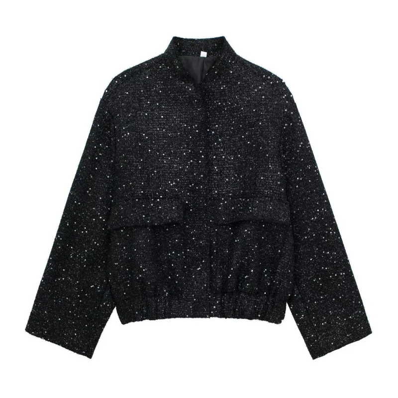 Drune | Damen Leichte Pailletten Kurze Jacke Stilvoll & Nett