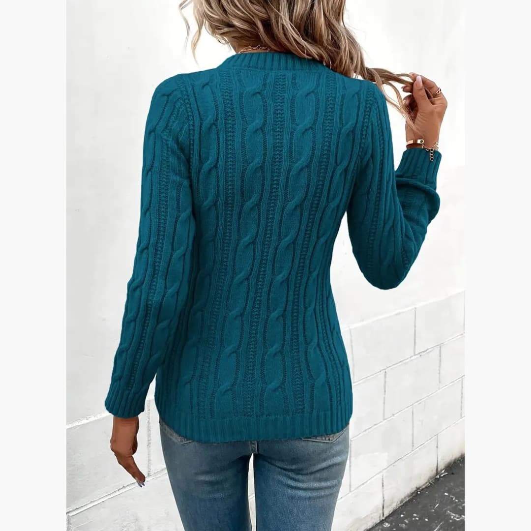 Drune | Eleganter Kabelstrickpullover mit Rundhalsausschnitt für Damen