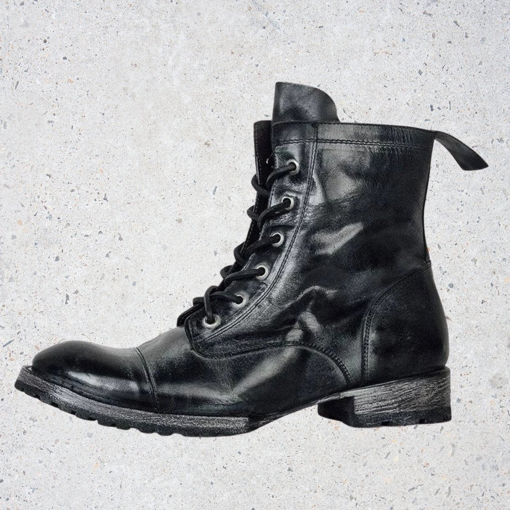 Drune | Retro Lederstiefel Mit Schnürsenkeln