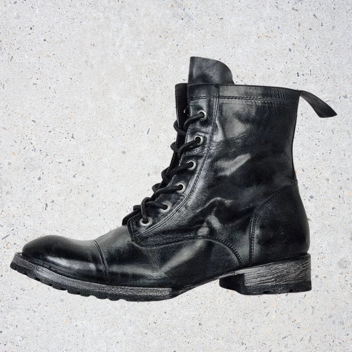 Drune | Retro Lederstiefel Mit Schnürsenkeln