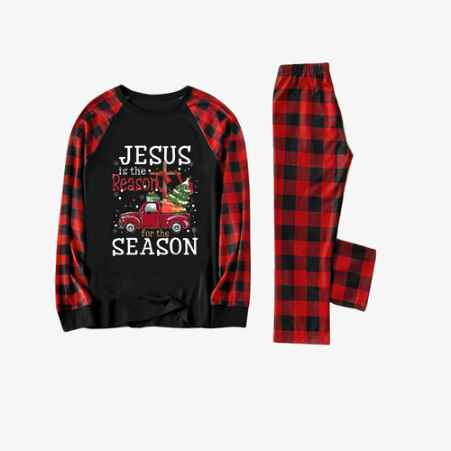 Drune | Rot und Schwarze Karierte Weihnachts-Pyjama-Set mit 
