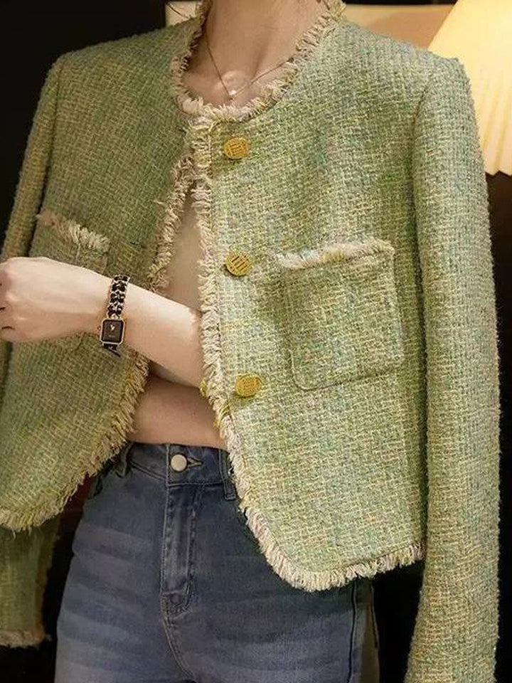 Drune | Elegante Rundhals-Tweedjacke