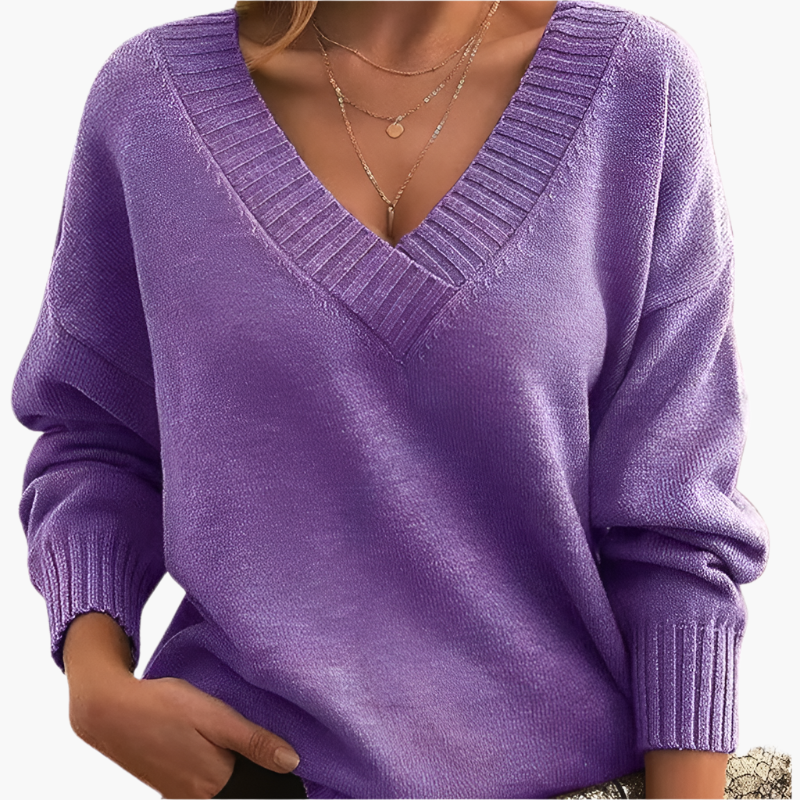 Drune | V-Ausschnitt Pullover - Eleganter Strickpullover im Oversize-Stil für Alltag & Büro