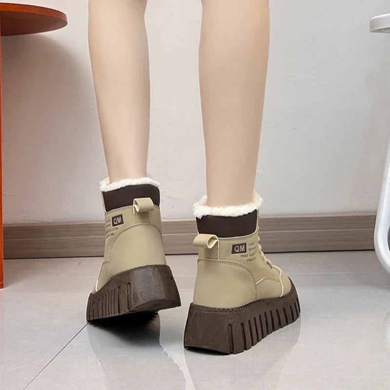 Drune | Damen High Top Dicksohlen Plus Fleece Martin Stiefel