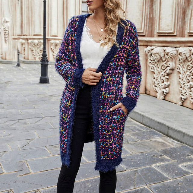 Drune | Farbiger Langer Cardigan Polyester Warm, Bequem
